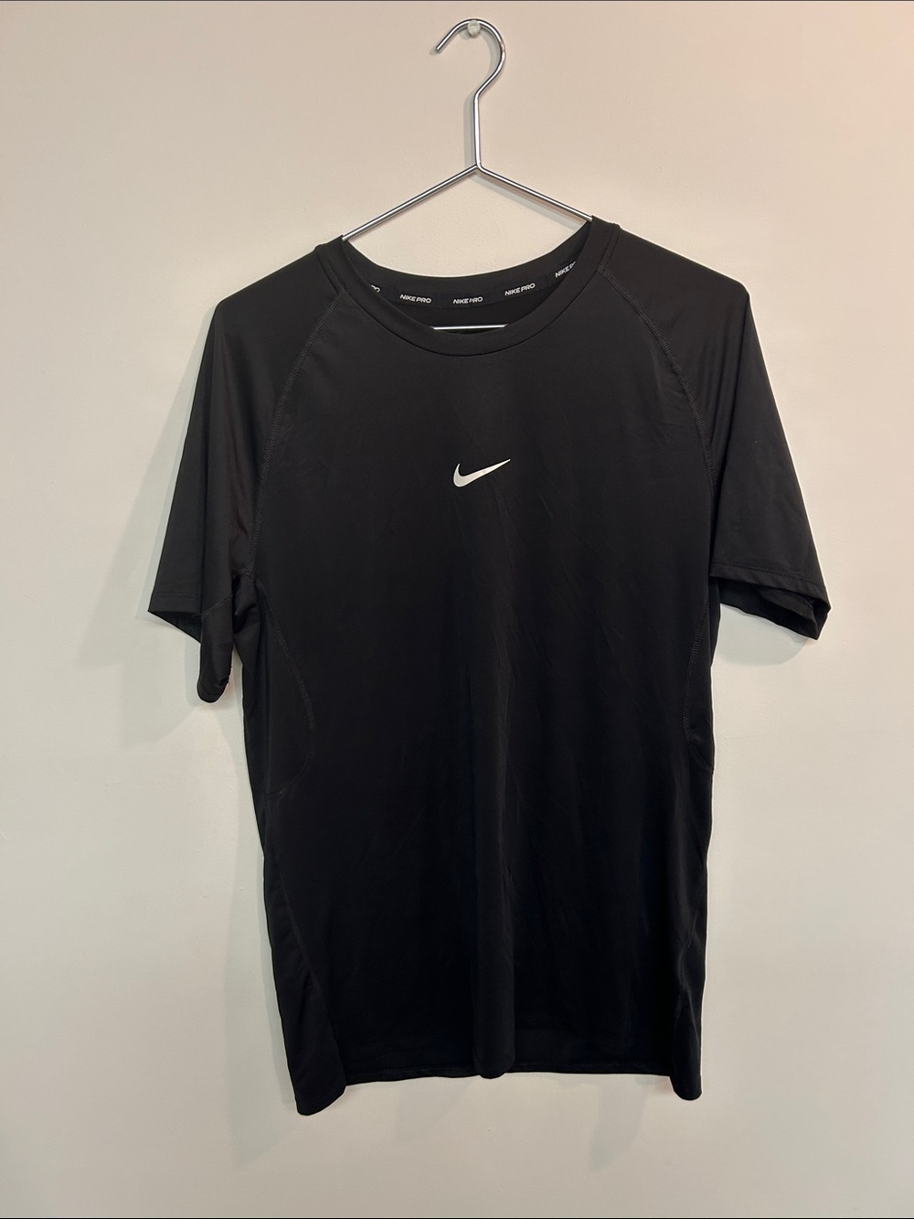 Nike Black Short Sleeve Dri-FIT Training Tee with White Swoosh